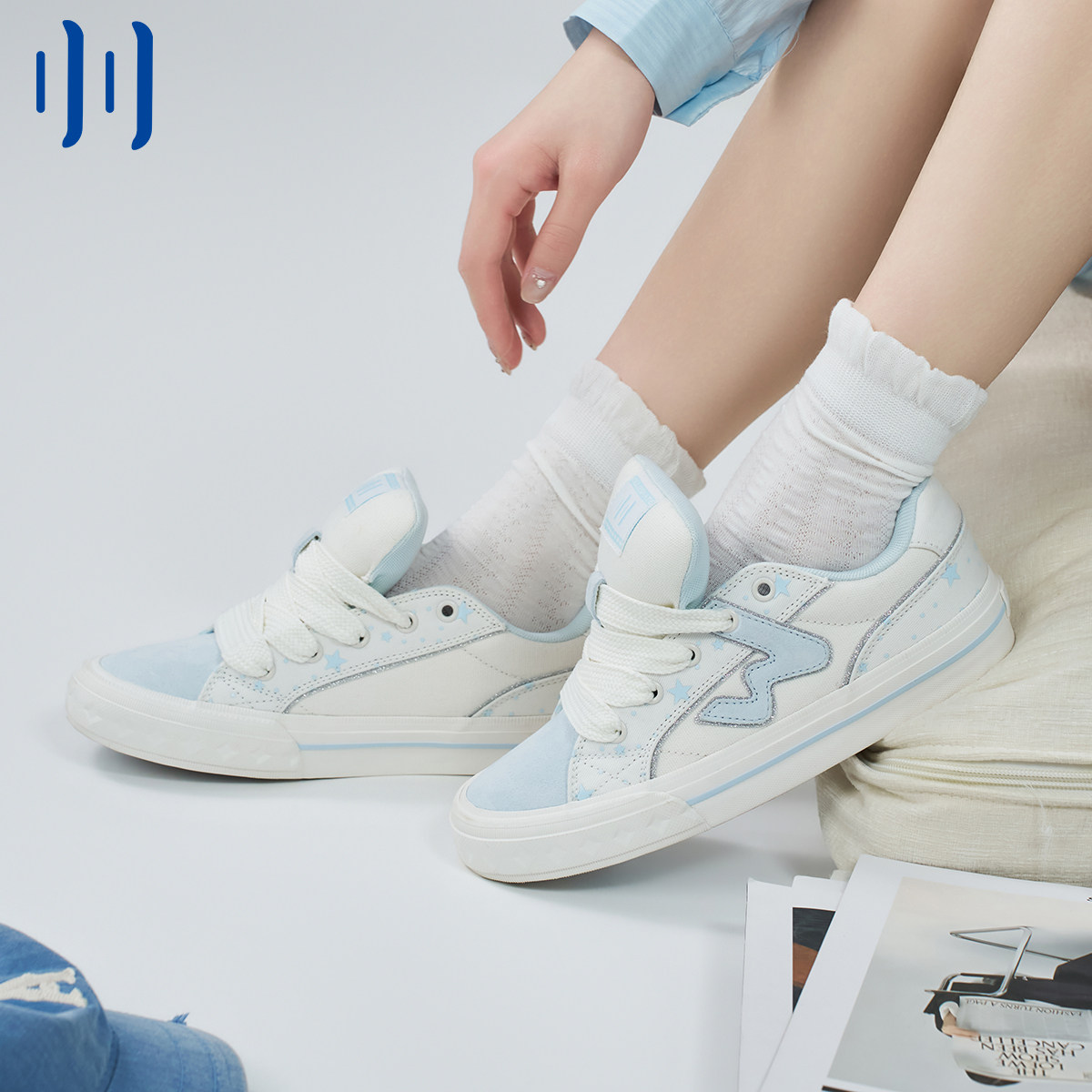 顽刻ollieskate蓝莓满天星贝果W系列低帮学生软底男女面包板鞋