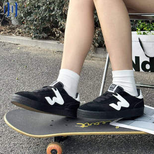 顽刻ollieskate黑武士配色翻毛皮生胶底W系列男女国潮德训滑板鞋