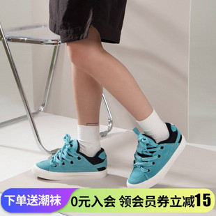 顽刻ollieskate面包鞋 湖水蓝翻毛皮90s秋冬BAKE男女国潮滑板鞋