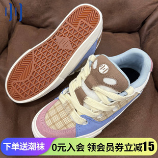 顽刻ollieskate面包鞋 红蓝白撞色拼接BAKE复古男女国潮滑板鞋