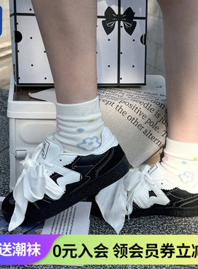 顽刻ollieskate黑色皮质蝴蝶结丝带生胶W系列国潮男女德训滑板鞋