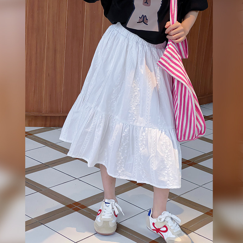 MIKA 2024夏季新品中大女童棉质提花面料森系甜美系半身裙长裙