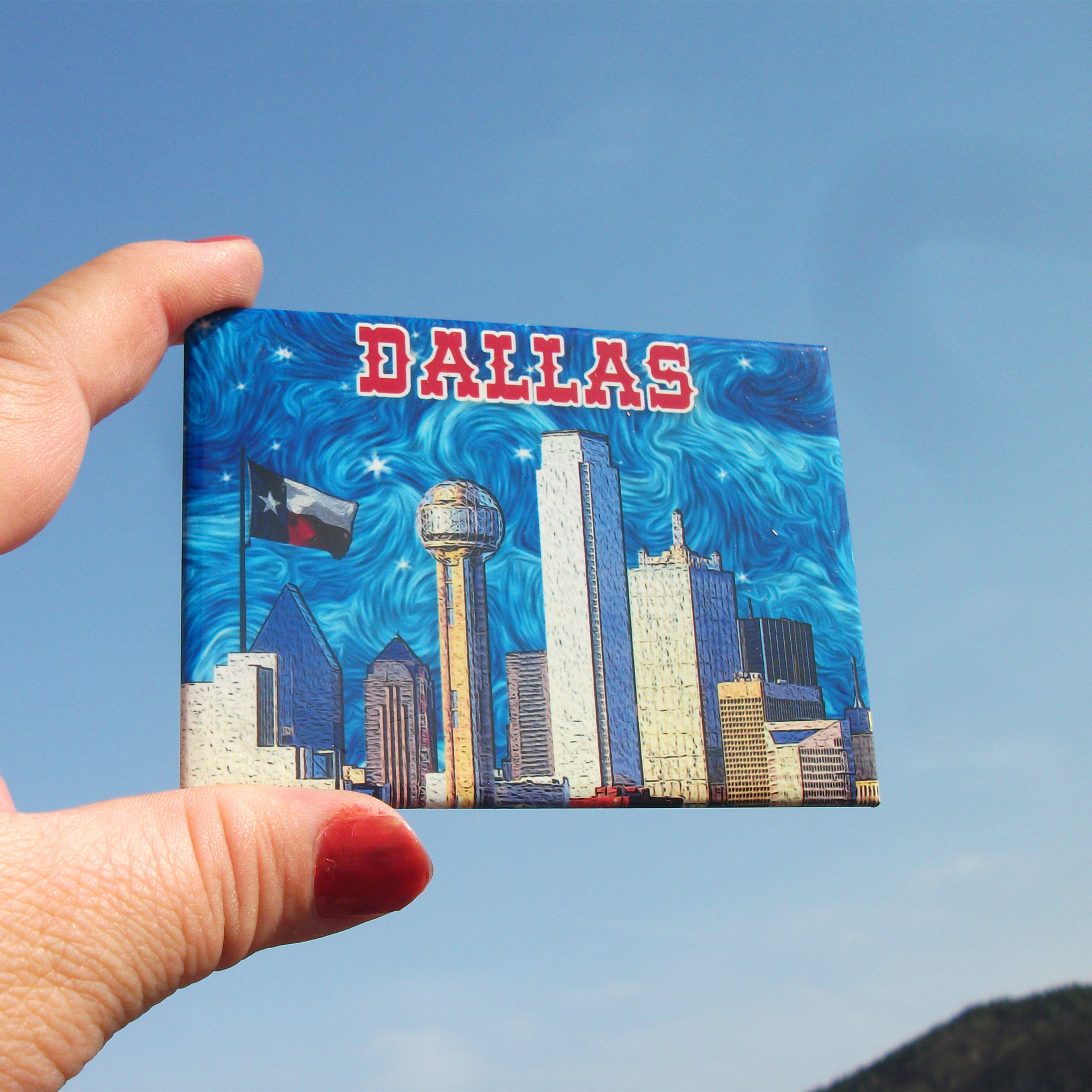 麦望珍藏 美国当地冰箱贴 DALLAS NASA MIAMI 梵高名画背景
