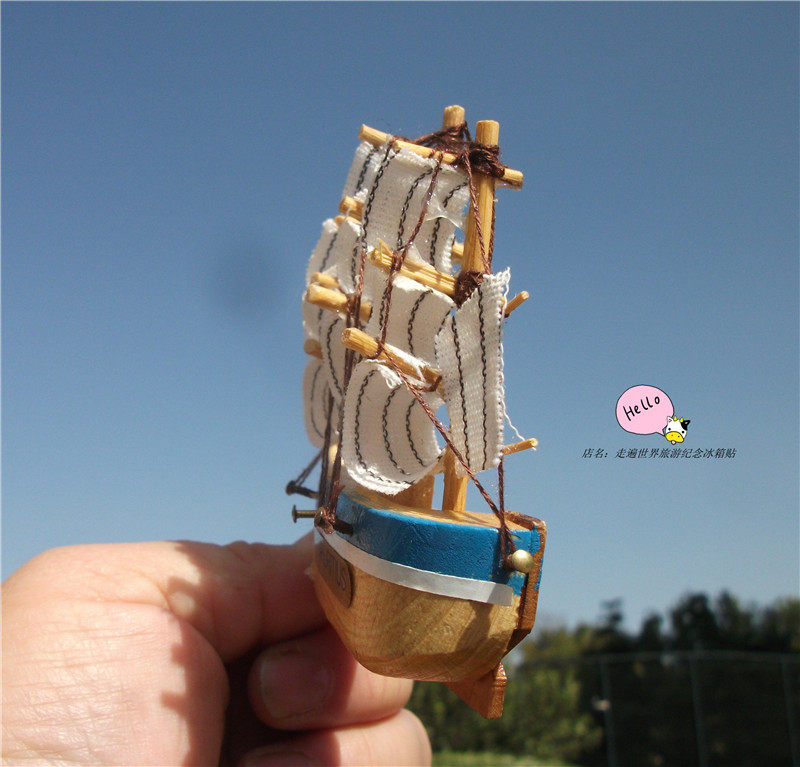 MAURITIAN LOCAL FRIDGE MAGNET MAURITIUS WOODEN SAILBOAT SMOOTH SAILING MULTI-COLOURED OPTIONS