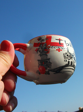 保加利亚当地购买纪念品 陶瓷杯 大肚杯 咖啡杯 TBILISI