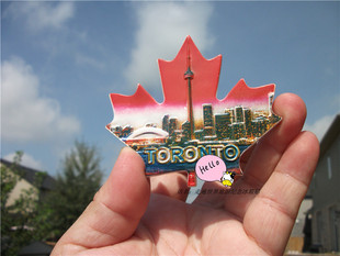 旅背冰箱贴 加拿大当地购买 多伦多 TORONTO CN塔 天际线 枫叶形