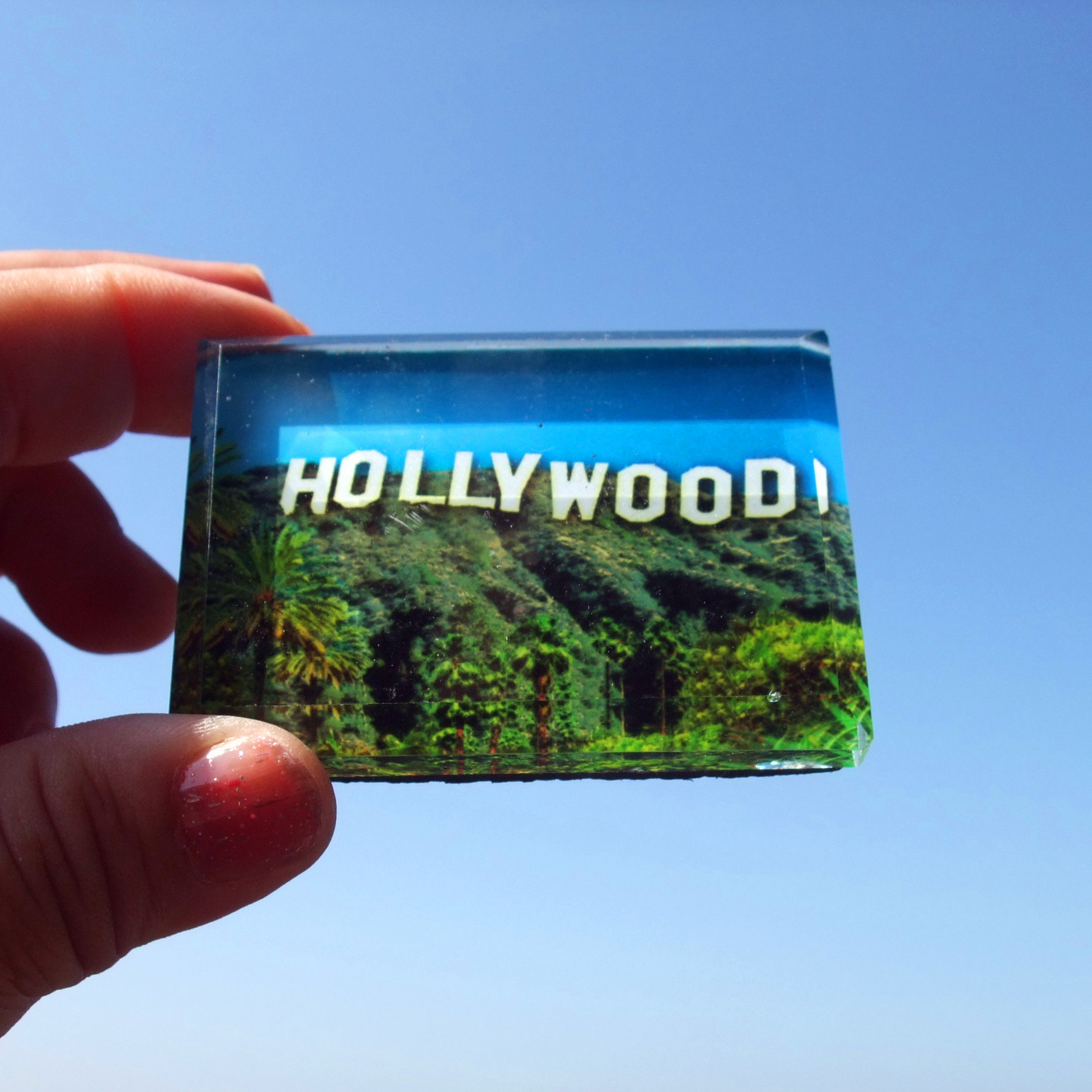 美国当地购买冰箱贴 好莱坞 HOLLYWOOD 有机玻璃材质