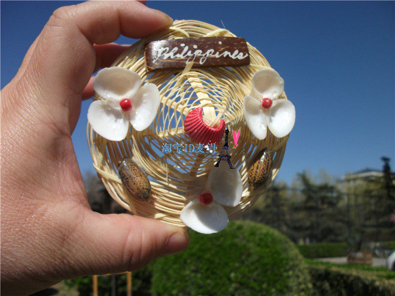 PHILIPPINES BUY FRIDGE MAGNET PHILIPPINE HAND-WOVEN STRAW HAT NATURAL SHELL COCONUT SHELL HANDMADE