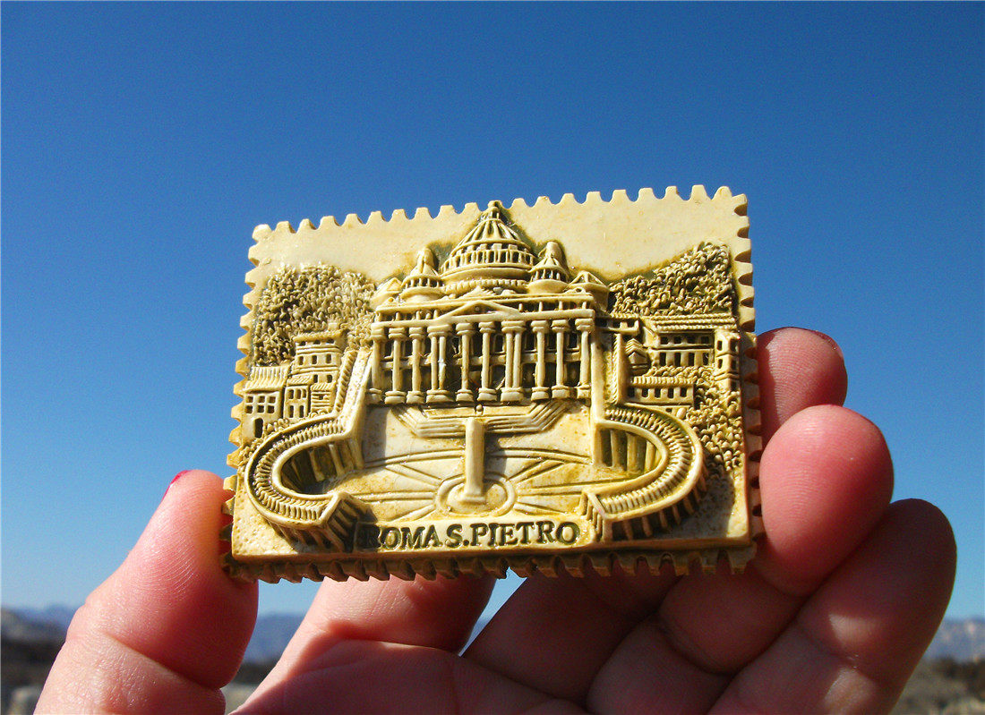 TRAVEL COMMEMORATIVE REFRIGERATOR MAGNET VATICAN ST. PETERS BASILICA RELIEF COLOSSEUM 6 PIECES