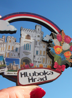 捷克当地购买冰箱贴 hluboka hrad白堡 胡波卡堡 木质