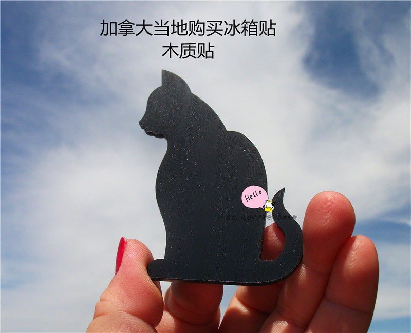 BUY FRIDGE MAGNETS LOCALLY IN CANADA MYSTERY BLACK CAT WOODEN STICKERS CANADA