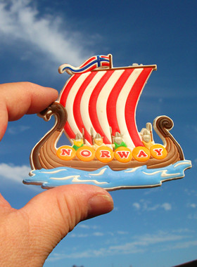 瑕疵贴 挪威当地购买冰箱贴 维京船 挪威国旗 NORWAY 维京人