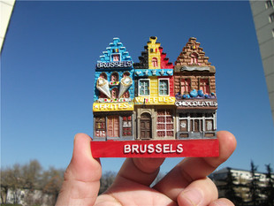 比利时当地购买冰箱贴 BRUSSELS 布鲁塞尔 传统房屋街边小店