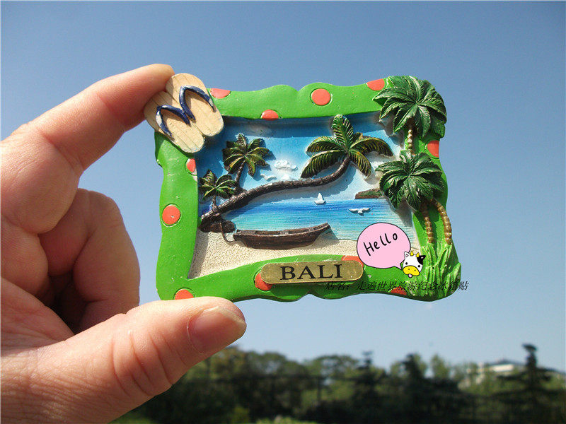 巴厘岛当地冰箱贴 印度尼西亚 巴厘岛 BALI 相框式 鸡蛋花