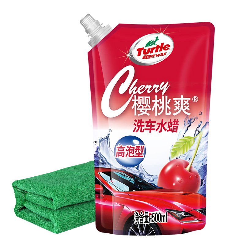 龟牌（Turtle Wax）樱桃爽高泡蜡洗液袋装汽车清洗剂500ml 4059