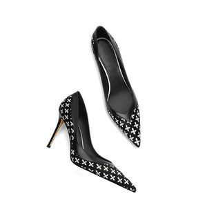 32-45码黑色性感百搭高跟鞋女新款时尚单鞋气质细跟真皮浅口女鞋