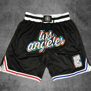 快船队四个口袋美式街头运动短裤密秀男速干透气城市篮球裤五分裤