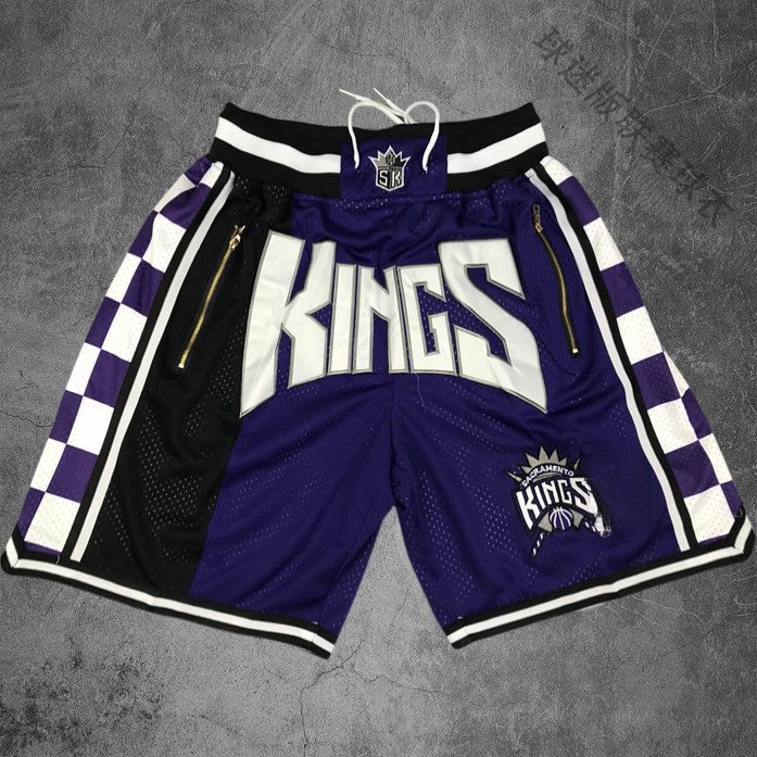国王队球裤美式街头篮球裤五分裤男复古刺绣速干透气网眼球裤短裤