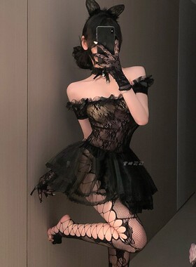 性感纯欲睡衣高级趣味猫女制服情裙衣服网纱蕾丝薄款睡裙qqny纱裙