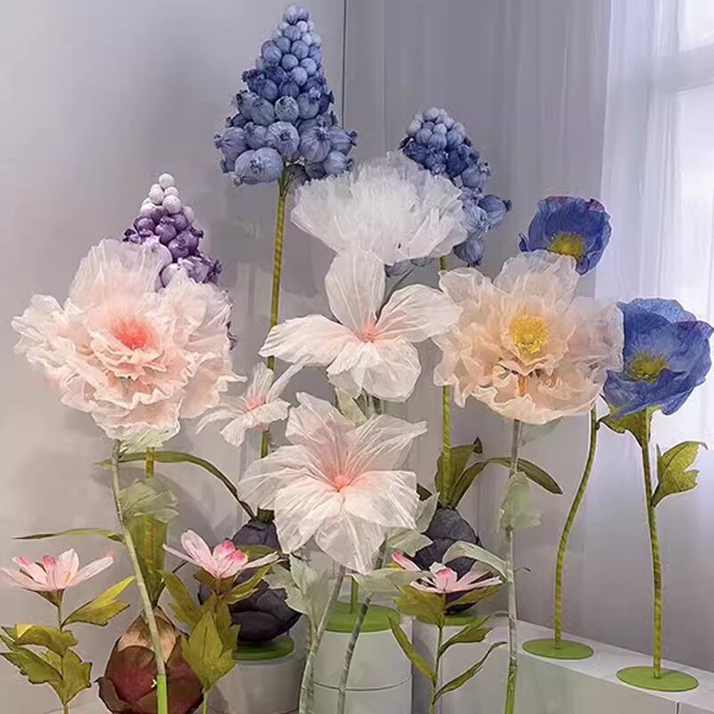 橱窗美陈大型电动机械开合花真丝花手工花仿真花商场装饰婚庆道具
