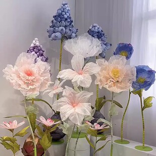 橱窗美陈大型电动机械开合花真丝花手工花仿真花商场装饰婚庆道具