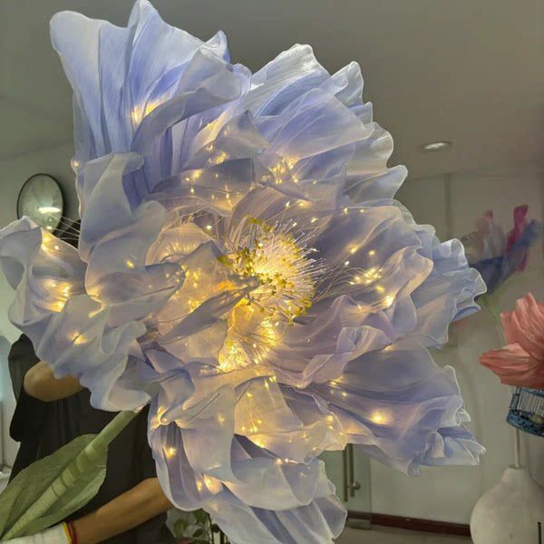 巨型开合花电动满天星会动的花机械开合仿真花自动感应开合假花
