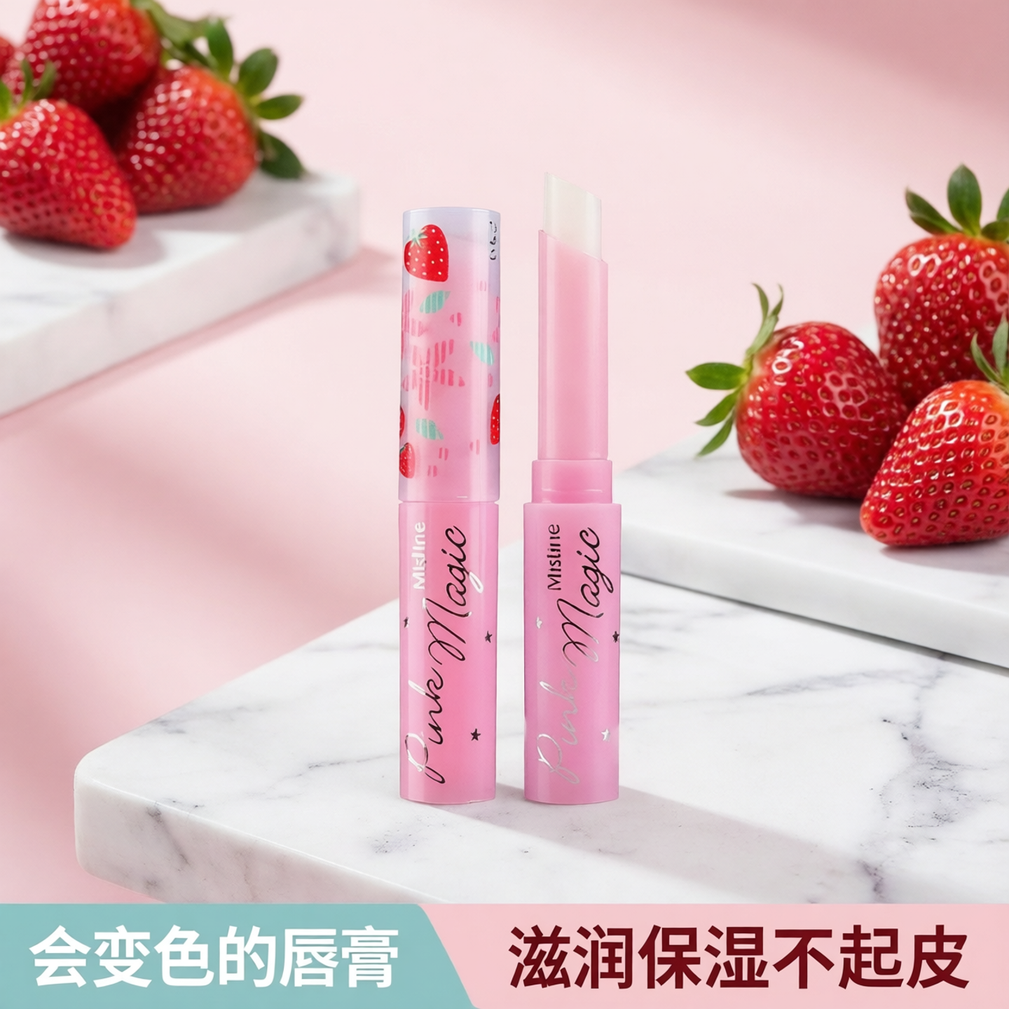 泰国本土进口mistine小草莓变色唇膏滋润保湿不起皮VE滋润膏正品
