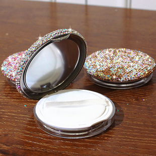 镶钻散粉分装盒超薄便携式分装空盒子带粉扑小号迷你mini定妆高级