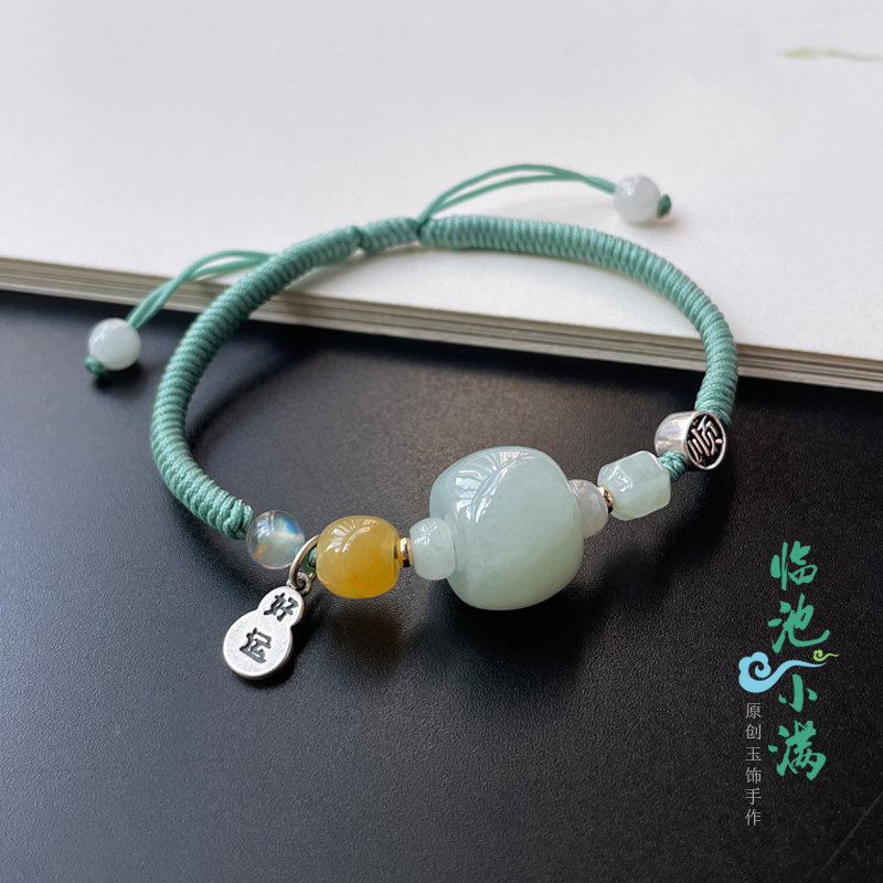 原创天然翡翠路路通好运手链年年好运顺心如意玉饰转运手绳
