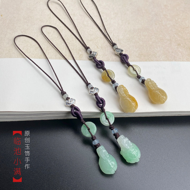 原创翡翠果绿招财龙头龟挂饰黄翡小龙龟手机吊坠高端挂坠玉石A货