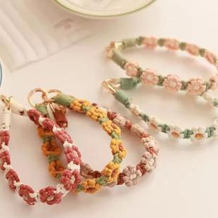 纯手工编织手提带ins雏菊花朵包带手机提链双头钥匙链手机挂绳女