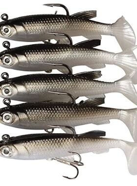 路亚软饵黑白包铅鱼软鱼8cm13g单钩包铅软饵假饵仿真鱼饵5只套装