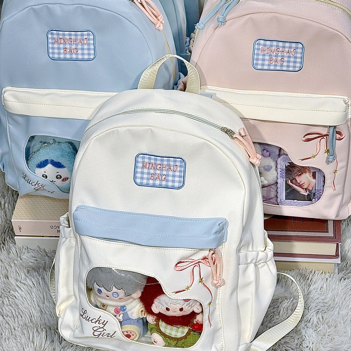 可爱卡通二次元少女双肩包大容量初高中学生书包10cm15cm娃包痛包