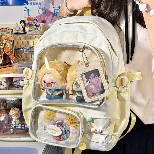 日系可爱透明痛包双肩大容量书包