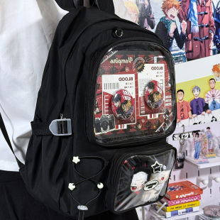 初中高中学生百搭大容量15cm娃包简约双肩书包透明谷子痛包高颜值