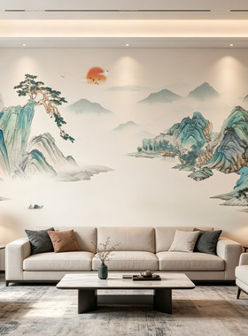 中式玉兰花鸟壁画民宿贴纸