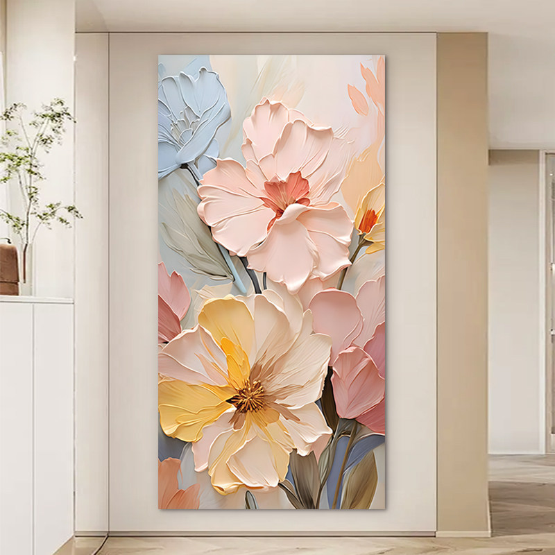 花卉玄关3d平面客厅墙贴装饰画走廊宿舍过道自粘贴纸墙面遮丑壁画