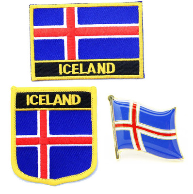 冰岛国旗布贴熨烫背胶刺绣
