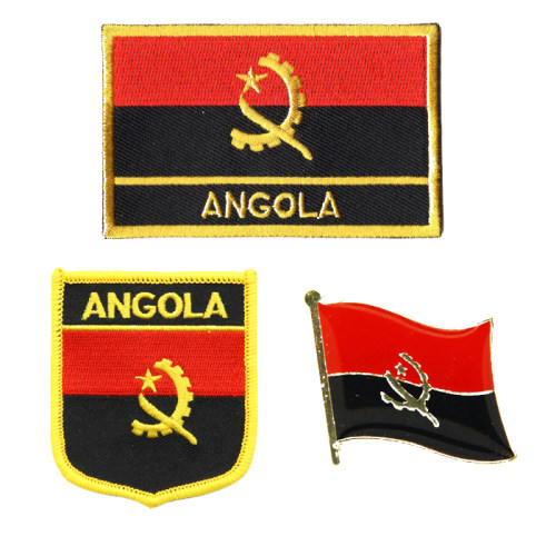015 Angola flag pin patch 安哥拉 国旗 布贴徽章 背胶 刺绣肩章