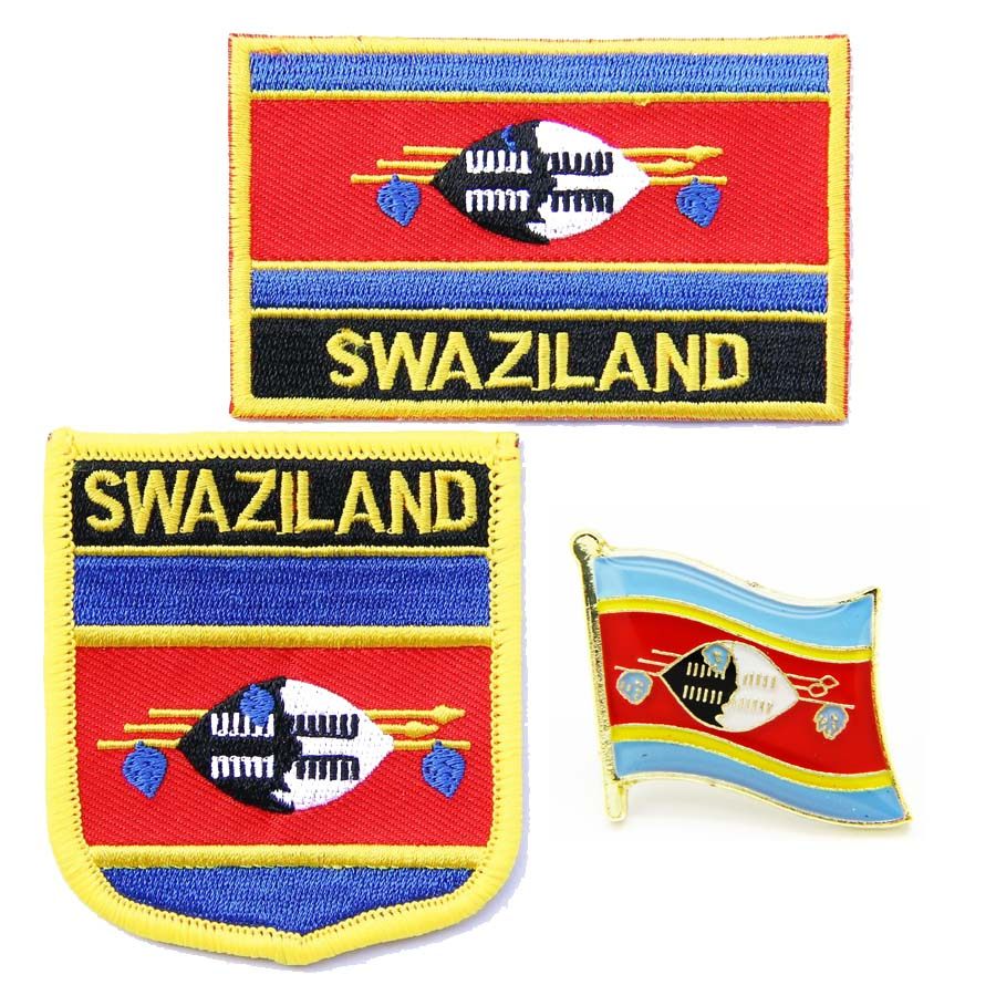 166 Swaziland flag pin patch斯威士兰国旗布贴背胶熨烫臂章徽章