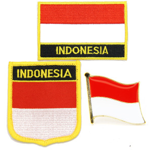209 IndonesiaFLAG PIN PATCH 印度尼西亚国旗布贴 臂章 徽章