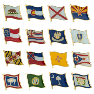 USA 各州 美国 州旗胸针 Pin 金属徽章 酒店商务别针金属胸牌Flag