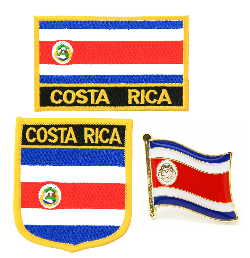067 Costa Rica flag pin patch 哥斯达黎加国旗背胶布贴 徽章
