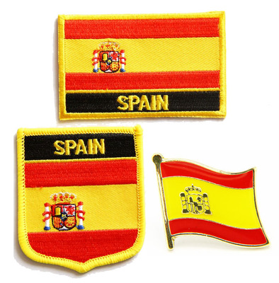 190 spain flag pin patch 西班牙国旗布贴 徽章 背胶 刺绣 肩章