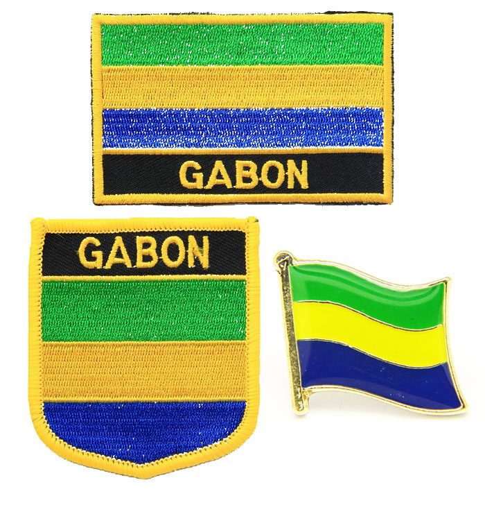 85 Gabon flag pin patch 加蓬 国旗 布贴 徽章 背胶 刺绣 肩章