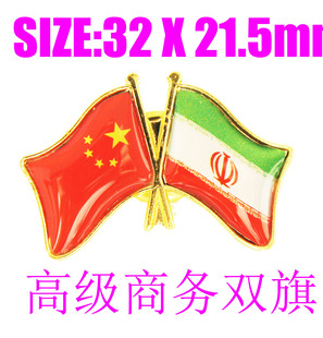 精工商务 双旗徽章 中国 伊朗 Iran  Flag Pin 西装胸针