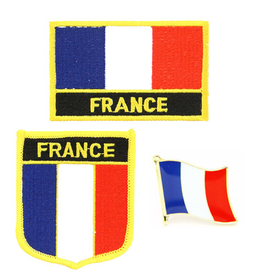 057 france flag pin patch 法兰西法国国旗布贴 背胶 徽章 肩章