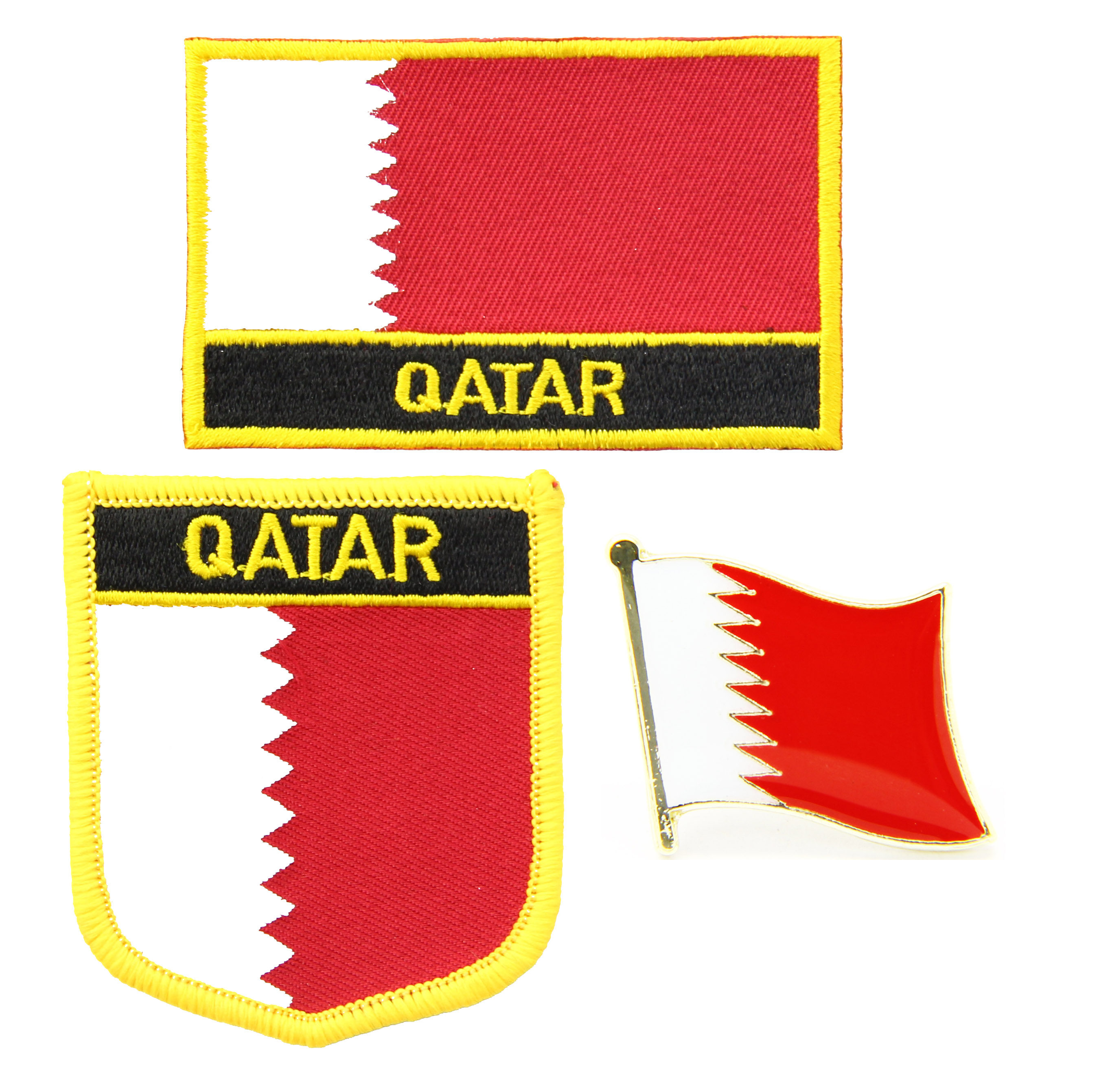 卡塔尔国旗布贴徽章背胶刺绣肩章