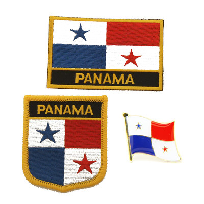 029 Panama flag pin patch 巴拿马 国旗 布贴 背胶 臂章 徽章