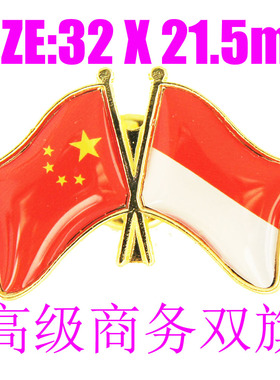 精工商务 双旗徽章 中国 印尼 Indonesia Flag Pin 西装胸针